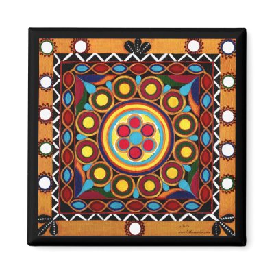 Kutch Embroidery-Colorful Exotic Global Art Magnet by leilasworld