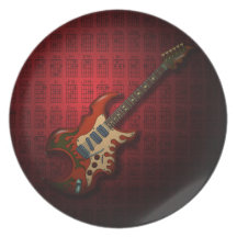 KuuMa Guitar 01 (R) Dinner Plates