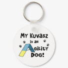 round_keychain - "My Kuvasz is an Agility Dog" gift has an a-frame cartoon in place of the letter "A" in agility. Show off your agility dog not just at training classes or trials, but every day, everywhere you go! Our cheery agility gifts are available in many other dog breeds too! Enjoy other Kuvasz merchandise in our online store.