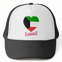 Kuwait Flag Heart Trucker Hats
