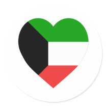 Kuwait Flag Heart stickers