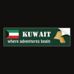 Kuwait Flag Map Text Bumper Sticker