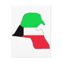 Kuwait flag map postcards