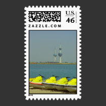 Kuwait towers and jet ski Postage stamps