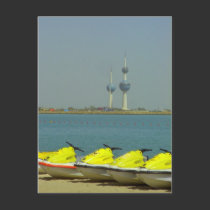 Kuwait towers and jet ski Postcard postcards
