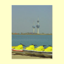 Kuwait towers and jet ski Postcard
