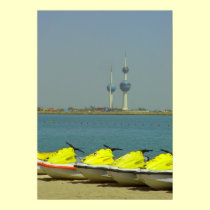 Kuwait towers and jet ski posters