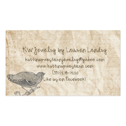 KW Jewelry Business Card Template (back side)