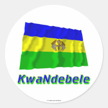 KwaNdebele Waving Flag with Name Round Stickers