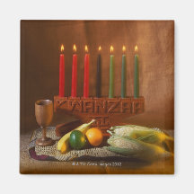 Kwanzaa Candles and Food Refrigerator Magnets