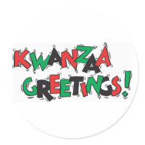 Kwanzaa Greetings Round Sticker