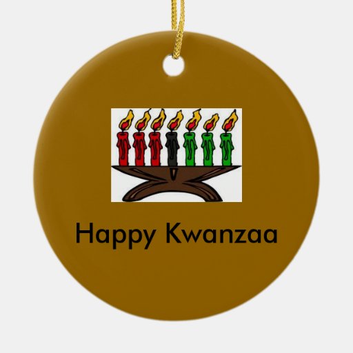 kwanzaa, Happy Kwanzaa DoubleSided Ceramic Round Christmas Ornament