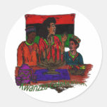 Kwanzza Celebration Coloring Art Round Stickers
