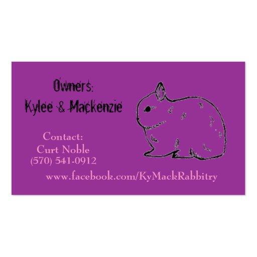 KyMack Rabbitry Business Card (front side)