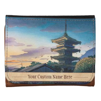 Kyoraku attractions Nomura Yasaka pagoda sunshine Leather Trifold Wallet
