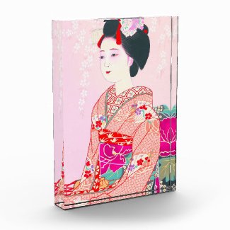 Kyoto Brocade, Four Leaves - Spring japanese lady