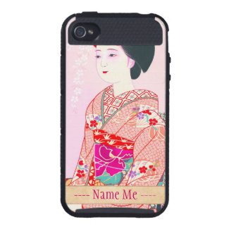 Kyoto Brocade, Four Leaves - Spring japanese lady iPhone 4 Case