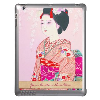 Kyoto Brocade, Four Leaves - Spring japanese lady iPad Cases