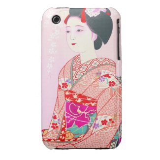 Kyoto Brocade, Four Leaves - Spring japanese lady Case-Mate iPhone 3 Case