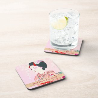 Kyoto Brocade, Four Leaves - Spring japanese lady Coasters