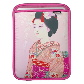 Kyoto Brocade, Four Leaves - Spring japanese lady iPad Sleeve