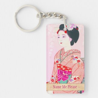 Kyoto Brocade, Four Leaves - Spring japanese lady Acrylic Keychains
