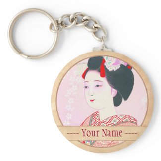 Kyoto Brocade, Four Leaves - Spring japanese lady Keychains