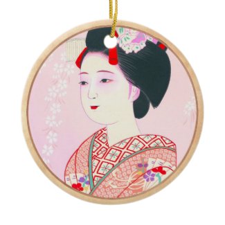 Kyoto Brocade, Four Leaves - Spring japanese lady Ornament