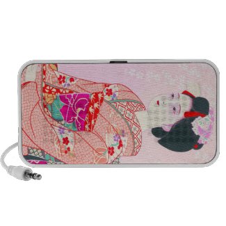 Kyoto Brocade, Four Leaves - Spring japanese lady Travelling Speakers