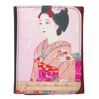 Kyoto Brocade, Four Leaves - Spring japanese lady Leather Wallets