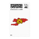 Kyrgyzstan flag map stamps