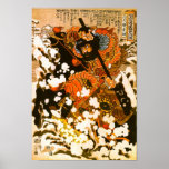 Kyusempo Sakucho on a black stallion Posters