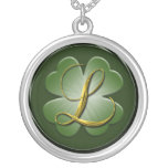 L Black Green Gold Monogram Initial Pendant L