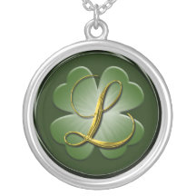 L Black Green Gold Monogram Initial Pendant L