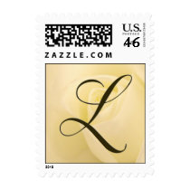 L - Custom Monogram Postage White Rose postage