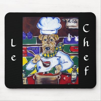 L e Chef Airedale Terrier Mouse Mat by Chef_Pet_Art
