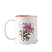 L for Lily Flower Monogram mugs