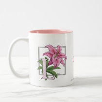 L for Lily Flower Monogram mugs