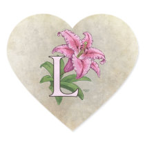 L for Lily Flower Monogram stickers