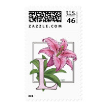 L for Lily Monogram Flower postage