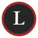L : Initial L Letter L Red, White & Black Sticker