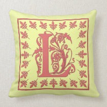 L INITIAL PILLOW - Pink L on YELLOW Background