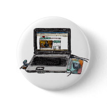 L is for Laptop Pinback Button