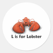 L is for Lobster Round Stickers