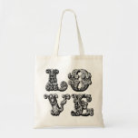 L.O.V.E. :black Tote Bags