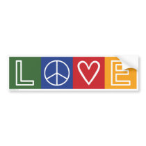 L-O-V-E -  Heart and Peace Sign bumper stickers