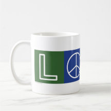 L-O-V-E -  Heart and Peace Sign Coffee Mug