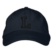 "L" Small Athletic Letter Embroidered Baseball Caps