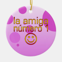 La Amiga Número 1 in Spanish Flag Colors for Girls Christmas Ornaments