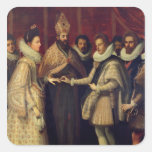 La boda de Catherine de Medici Pegatinas Cuadradas Personalizadas